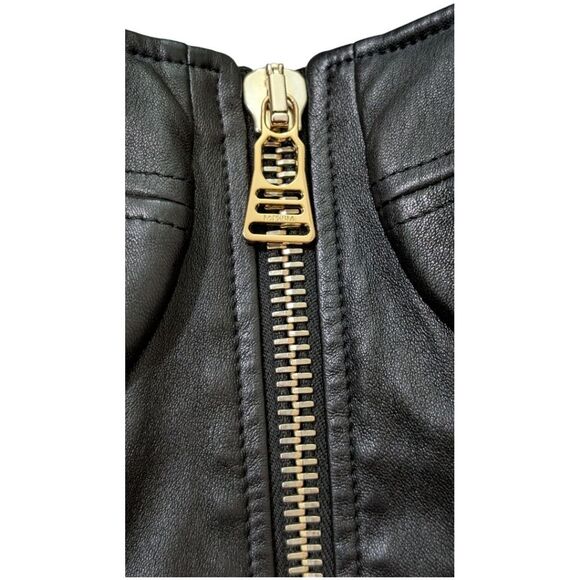 RARE Vintage La Perla Black Leather Halter Top with Gold Zipper -Archival Piece - Picture 6 of 9